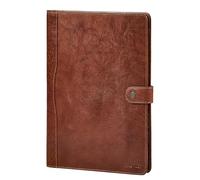 STILORD "Corbin" Leather Document Holder A4 Conference Folder - Vintage File Organizer Genuine Leather Writing Pad with Snap Button Slim Business Case for Meetings Colour:Brandy - Brown