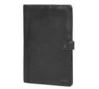 STILORD "Corbin" Leather Document Holder Black A4 Conference Folder - Vintage File Organizer Genuine Leather Writing Pad with Snap Button Slim Business Case for Meetings