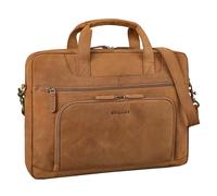 STILORD 'Cyrus' Vintage Laptop Bag 17 Inch Leather Men Large Business Bag Genuine Leather Shoulder Bag for Laptop 17.3 Inch Work Business Travel, Colour:tan - dark brown