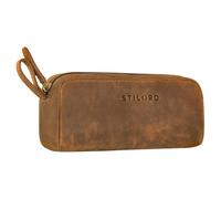 STILORD "Dale" Vintage Leather Pencil Case Zippered Pen Pouch Real Leather Pen Case Large for Work, School, Uni, Office, Gift Idea for Men & Women Colour:Colorado - Brown