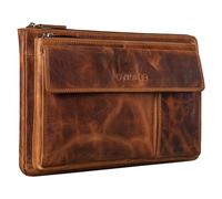 STILORD "Dalton" Leather Conference Folder Zipped Vintage Business Document Holder A4 Laptop Case for 13,3 Inch MacBooks Portfolio Genuine Leather Colour:Kara - Cognac
