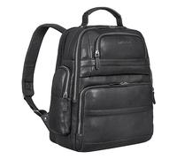 STILORD 'Danny' Work Backpack Men's Leather Backpack Large Men Ladies Business Vintage Laptop Backpack 13 Inch Travel Backpack Hand Luggage Backpack Men, Colour:Black