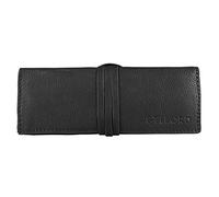 STILORD 'David' Leather Pencil case/Pouch/Pen Case/for School, University and Office, with Leather Strip Genuine Buffalo Vintage Leather, Colour:Black