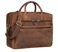 STILORD 'Dawson' Leather Briefcase Shoulder Bag with Laptop Compartment 15.6 Inch Vintage Office Bags DIN A4 Business Satchel Made of Genuine Leather, Colour:Torino - Brown