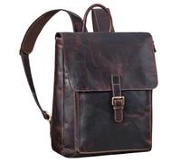 STILORD "Debbie" Vintage Womens Leather Backpack Large RAL Leather Rucksack with Laptop Compartment 15.6 Inch Multi Pocket Ladies Daypack Fashionable for Daily Use Work Colour:Cognac Dark Brown