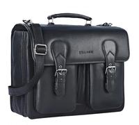 STILORD 'Denver' XL Real Leather Briefcase for Men - Business Laptop Bag 15.6 Inch Messenger Bags Vintage Teacher Bag Office & Work Mens Satchel Shoulder Bag Genuine Leather, Colour:Black