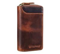 STILORD 'Devin' Small Leather Vintage Key Case Mini Card Holder Slim RFID Wallet Organiser with Key Ring in Genuine Leather, Colour:Kara - Cognac