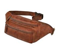 STILORD 'Devon' Vintage Leather Cognac Bum Bag Men Multi Pocket Fanny Pack - Genuine Leather Money Belt Anti-Theft Bumbag - Mens Cross Body Bag for Travel & Festival