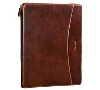 STILORD 'Dexter' Conference Folder Leather Portfolio A4 Vintage Business Map with Zip Portfolio Document Tablet Cover for 13,3 Inch MacBooks, Colour:Vegetable Tanned Dark Brown