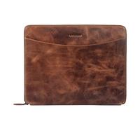 STILORD 'Dexter' Conference Folder Leather Portfolio A4 Vintage Business Map with Zip Portfolio Document Tablet Cover for 13,3 Inch MacBooks, Colour:Napoli - Brown