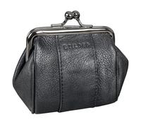 STILORD 'Dolly' Vintage Kiss-Lock Change Pouch Leather - mini Wallet for Women Genuine Leather Womens Money Purse for Coins Retro - Small Coin Pouch with Clasp Closure, Colour:Black