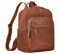 STILORD "Dolores Ladies Leather Backpack Small Daypack Women Genuine Leather Rucksack 13 Inch Laptop Bag Vintage Handbag City Backpack for Travel Work Everyday Colour:brandy - cognac