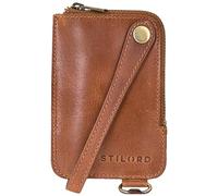 STILORD 'Eamon' Leather Key Case with Carabiner Key Wallet Holder Small Vintage Key Holder with Zip Key Wallet for Women and Men Real Leather, Colour:Andorra - Brown