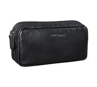 STILORD "Eddie" Pencil Pouch Case Leather Pen Cases with 2 Zipped Compartments Vintage Pencil Bag Cosmetic Bag Organizer Genuine Leather Colour:Black