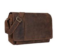 STILORD 'Elias' Vintage Messenger Bag Leather Shoulder Cross-Body Laptop Bag 15.6 inches MacBooks genuine Buff Leather, Colour:calais - brown