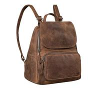 STILORD 'Ellie' Stylish Ladies Backpack in Genuine Leather Small Women's Rucksack Backpack Handbag ideal as Work Backpack or Daypack, Colour:oak - brown