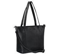 STILORD "Elodie Elegant Real Leather Handbag for Laptop 13 Inch Shoulder Bag with Zip - Medium Ladies Handbags Crossbody with Removable Strap for Everyday Use Colour:obsidian black