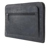 STILORD 'Elton' A4 Leather Conference Folder Vintage Portfolio for 13,3 inch MacBook Laptop Case Business Folder Notepad Cover Briefcase Genuine Leather, Colour:Carbon - Grey