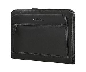 STILORD 'Elton' A4 Leather Conference Folder Vintage Portfolio for 13,3 inch MacBook Laptop Case Business Folder Notepad Cover Briefcase Genuine Leather, Colour:Black