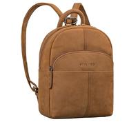 STILORD "Elva" Small Backpack Womens Genuine Leather Daypack Women - Spacious Ladies Rucksack 11 Inch Tablet - Ideal Anti-Theft Back Pack with Many Compartments Colour:tan - Dark Brown