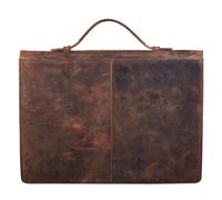 STILORD "Ernesto" Portfolio Folder A4 Leather Slim Briefcase Vintage Business Bag 13,3 Inch for Office Work Conference Folder with Handle Genuine Leather Colour:Sepia - Brown