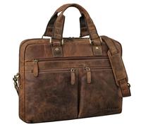 STILORD "Eugen" Leather Briefcase Shoulder Bag with Laptop Compartment 15.6 inch Vintage Office Bag Notebook Bag Business Briefcase Genuine Leather Colour:Sepia - Brown