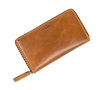 STILORD 'Faye' Women's Wallet Leather, RFID Protected, 10 Card Slots, 16 Compartments, Bi-Fold, Zipper Closure, Colour:Perugia - Brown