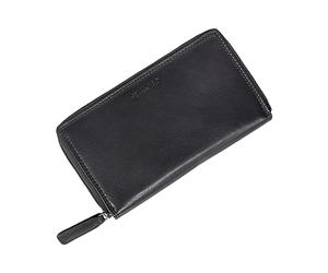 STILORD 'Faye' Women's Wallet Leather, RFID Protected, 10 Card Slots, 16 Compartments, Bi-Fold, Zipper Closure, Colour:Black