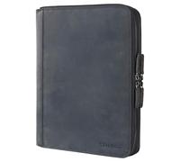 STILORD 'Ferris' Leather Document Folder A4 XL Vintage Conference Folder for 13,3 inch Laptops MacBook PC Case Bag Organiser Notebook Genuine Leather, Colour:Carbon - Grey