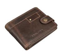 STILORD "Finley Leather Wallet for Men with RFID NFC Protection - Vintage Bifold Wallet with Press Stud - Genuine Leather Card Holder in Gift Box Colour:Soria - Brown