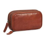 STILORD 'Fiore' Leather Pencil Case Vintage with Zip Pencil Holder Pencil Pouch School Uni Genuine Leather Cosmetic Bag for Women and Men, Colour:maraska - Brown