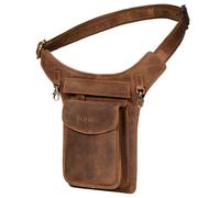 STILORD 'Frankie' Leather Bum Bag Vintage Waist Belt for Men and Women Genuine Leather Crossbody Hip Fanny Pack Ideal for Travel Festival, Colour:Middle Brown