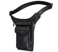 STILORD 'Frankie' Leather Bum Bag Vintage Waist Belt for Men and Women Genuine Leather Crossbody Hip Fanny Pack Ideal for Travel Festival, Colour:Black