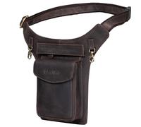 STILORD 'Frankie' Leather Bum Bag Vintage Waist Belt for Men and Women Genuine Leather Crossbody Hip Fanny Pack Ideal for Travel Festival, Colour:Dark - Brown