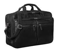 STILORD 'Gigantus' XXL Briefcase Leather Laptop Bag 17.3 inch to 19 inch Geuine Cowhide Leather, Colour:Black