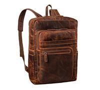 STILORD 'Gilbert' Large Leather Backpack for Men and Women 15-16 Inch Laptop Rucksack Genuine Leather Work Bag Office Business University Daypack Multi Pocket Backpack, Colour:luino - brown