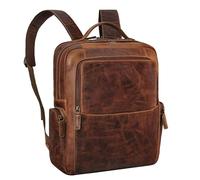 STILORD 'Gino' Stylish Business Leather Backpack Men Women Large Vintage Laptop Backpack 15.6-17 Inch Daypack for College Office Work Travel Rucksack Cabin Size, Colour:salerno - brown