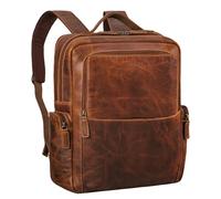 STILORD 'Gino' Stylish Business Leather Backpack Men Women Large Vintage Laptop Backpack 15.6-17 Inch Daypack for College Office Work Travel Rucksack Cabin Size, Colour:luino - brown