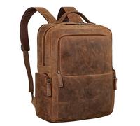 STILORD 'Gino' Stylish Business Leather Backpack Men Women Large Vintage Laptop Backpack 15.6-17 Inch Daypack for College Office Work Travel Rucksack Cabin Size, Colour:bergamo - brown