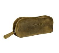 STILORD 'Glasgow' Glasses Case Leather Zipper for Sunglasses Reading Glasses Spectacles Eyeglass Case Storage Pouch for Women Men Genuine Vintage Leather, Colour:Middle Brown