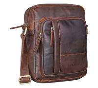 STILORD "Godric" Vintage Men's Shoulder Bag Genuine Leather Small Messenger Bag Leather Handbag with Many Compartments Colour:Cognac Dark Brown