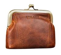 STILORD 'Goldie' Vintage Leather Wallet Kiss-Lock Coin Change Purse with Gift Box, Colour:Kara - Cognac
