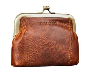 STILORD Goldie Vintage Leather Wallet Kiss-Lock Coin Change Purse with Gift Box Colour:Kara - Cognac