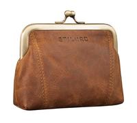STILORD 'Goldie' Vintage Leather Wallet Kiss-Lock Coin Change Purse with Gift Box, Colour:Middle Brown