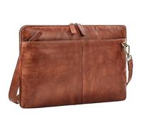 STILORD "Graham Slim Leather Laptop Bag Case with Strap 15.6 inch Business Briefcase Messenger Bag Real Leather Computer Sleeve Large Satchel Men Women for Work Business Colour:brandy - cognac