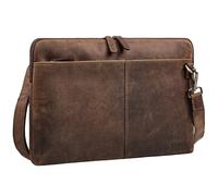 STILORD "Graham Slim Leather Laptop Bag Case with Strap 15.6 inch Business Briefcase Messenger Bag Real Leather Computer Sleeve Large Satchel Men Women for Work Business Colour:zamora - brown
