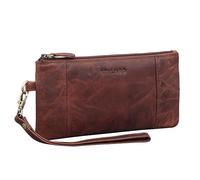 STILORD "Grecia" Modern Leather Clutch Bag for Women Small Vintage Purse Detachable Wrist Strap RFID Protection Genuine Leather Colour:Kara - Cognac