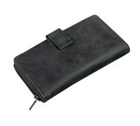 STILORD "Greta Vintage Leather Purse Wallet with Flower Embossment with Coin Storage 13 EC-Cards Horizontal Cow Hide Leather Colour:Anthracite