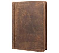 STILORD 'Gus' Leather Conference Folder A4 Portfolio with Clipboard Vintage Document Organizer Large Genuine Leather Business Clip Board with Pen Holder, Colour:Sepia - Brown Plain