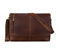 STILORD "Hamilton" 15 inch Messenger Bag Leather Laptop Bag Briefcase Vintage Shoulder Bag Shoulder Bag Book Bag Real Leather Colour:Mocca - Dark Brown